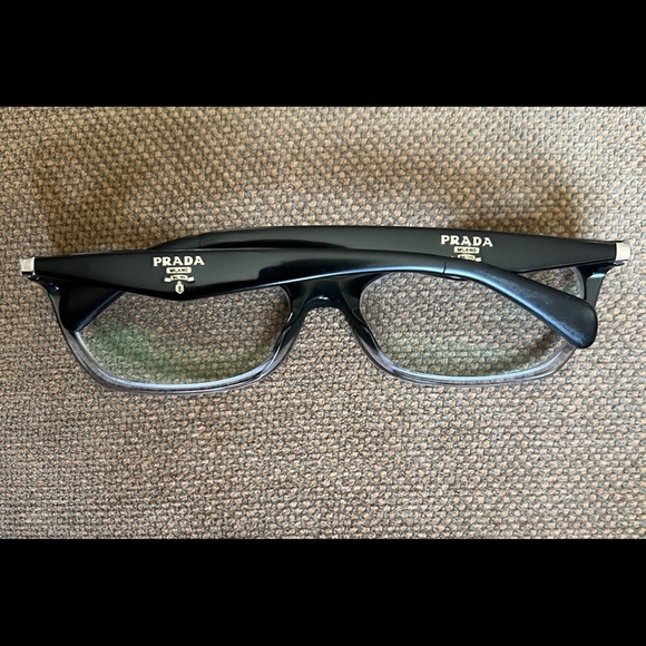 PRADA Women's VPR 15P 55016ZYY-1O1 135 Gloss Black Fade Semi-Cat Eye Frame Italy - Picture 6 of 13